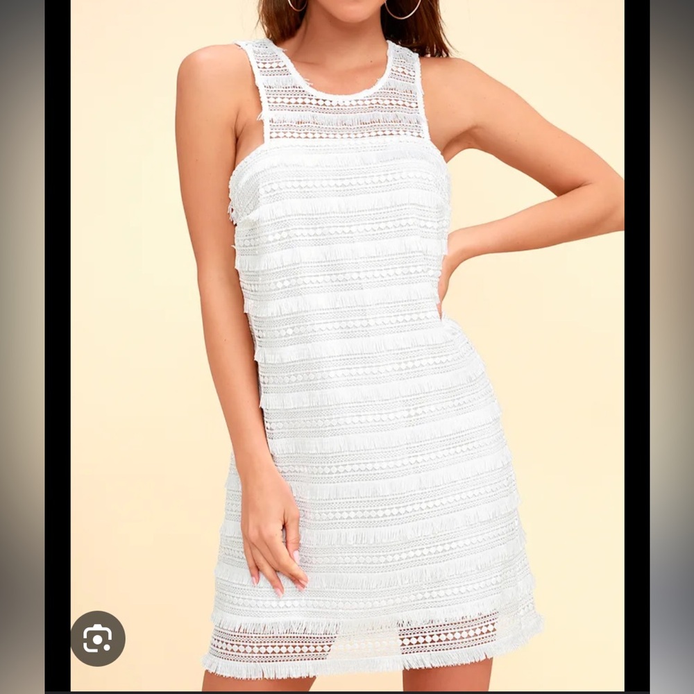 Ali & Jay White Sundress with Fringe Detail
